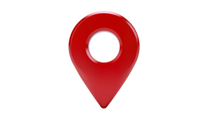 Glossy red location marker with circular void © Isolde