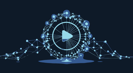 Fototapeta premium Digital play button with network connections.