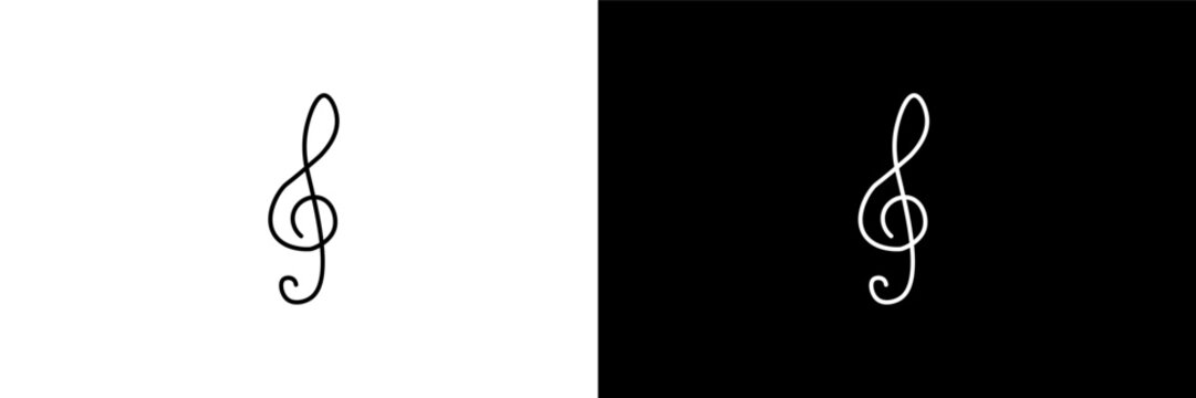 g clef outline icons in entertainment category. White and Black style linear g clef icon