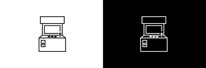 arcade machine outline icons in entertainment category. White and Black style linear arcade machine icon © Design_Farm