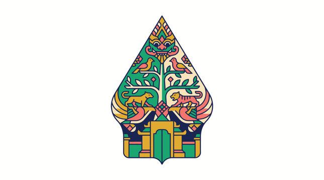 Gunungan Wayang Flat Vector Illustration for Cultural Design