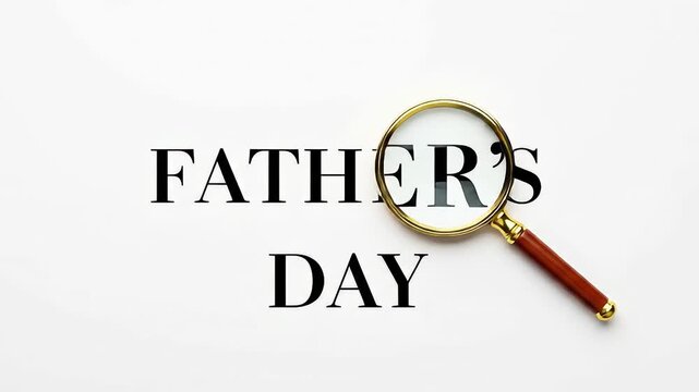 Magnifying lens highlighting father's day text in bold black letters glass father&rsquo;s