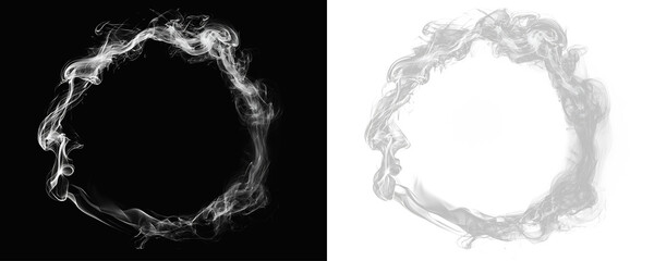 vapor circle border with flowing smoke texture, delicate mist swirl creating mystical halo ring shape for modern abstract design use © Alehandro