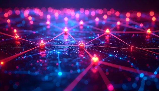 Abstract Glowing Mesh Network Connecting Digital Points Representing Zero Trust Security Architecture