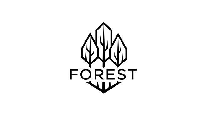 Forest logo with tree design.