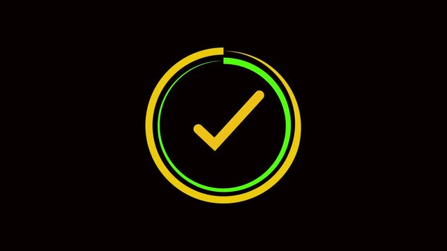 Clean digital technology animation of checkmark for correct and complete interface design. Animated success checkmark circle for user interface approval and confirmation visuals.