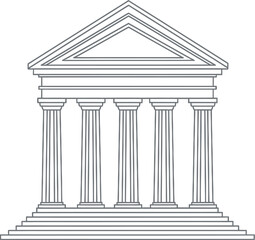 Fototapeta premium Classic Greek Temple or Court House Icon with Pillars, Vector Line Art of a Justice, Law, Banking, or Educational Institution Architecture for Professional Corporate Identity