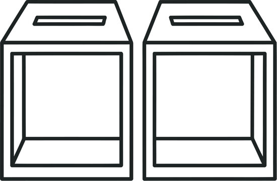 Simple Line Drawing of Two Open Boxes or Voting Cubes, Vector Icon for Elections, Modular Storage, or Comparative Selection Layouts