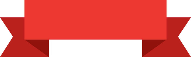 Naklejka premium Classic Horizontal Red Ribbon Banner with Symmetrical Folds and Shadow Detailing for Festive Titles and Award Announcements