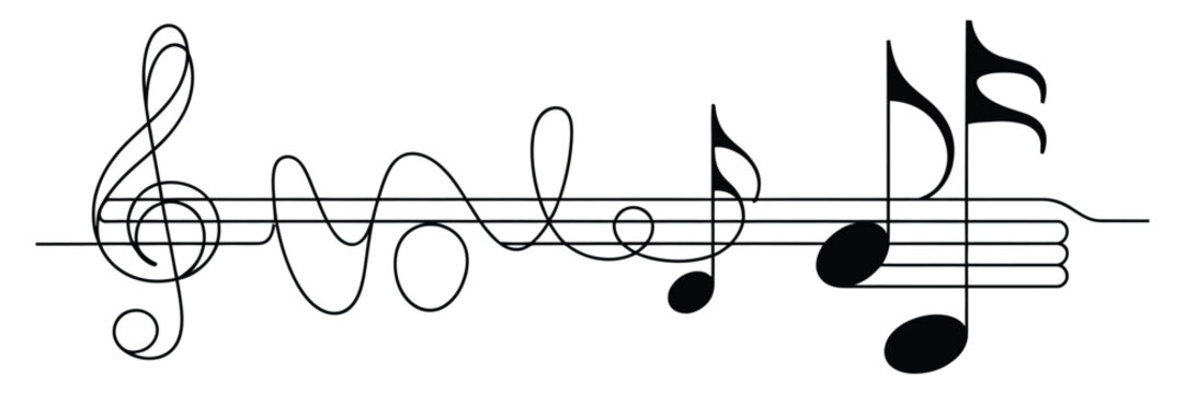 A musical staff with notes and a treble clef on isolated white background