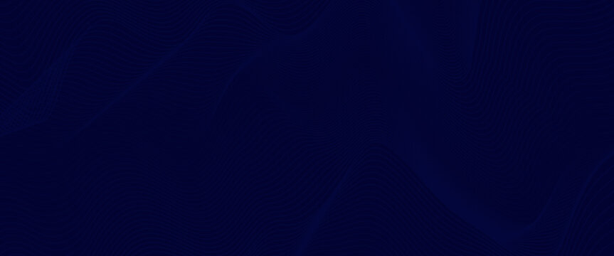 Blue abstract background design. Modern wavy line pattern in monochrome colors. Premium stripe texture for banner, business backdrop. Dark horizontal vector template