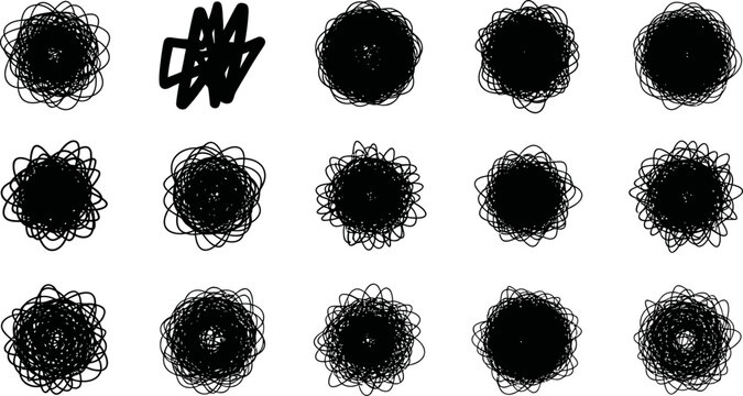 Black scribbles and tangled lines collection eps for art.