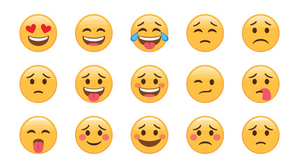 Fototapeta premium Emoticon Expressions: A vibrant array of diverse yellow emoticons, each conveying a unique emotion and expression. They reflect the range of human sentiments