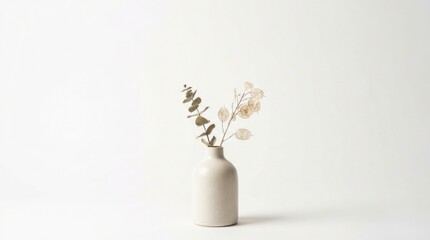 Fototapeta premium Minimalist Dried Botanicals in White Ceramic Vase
