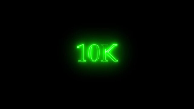 A dynamic motion, and glowing neon number 10k animation .Glowing neon line 10k Ultra HD icon isolated on black background. neon flowers and flowing growth concept