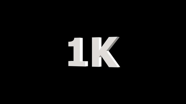 Neon line 1k Ultra HD icon isolated on black background, 1K followers.4K Video motion 1K followers. animation in Easy to put into any video