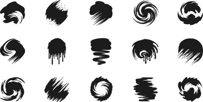 Set of abstract rough brush strokes isolated on transparent background design element eps.