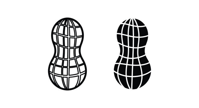 Peanut shaped globe icon set for international agriculture and trade logistics design