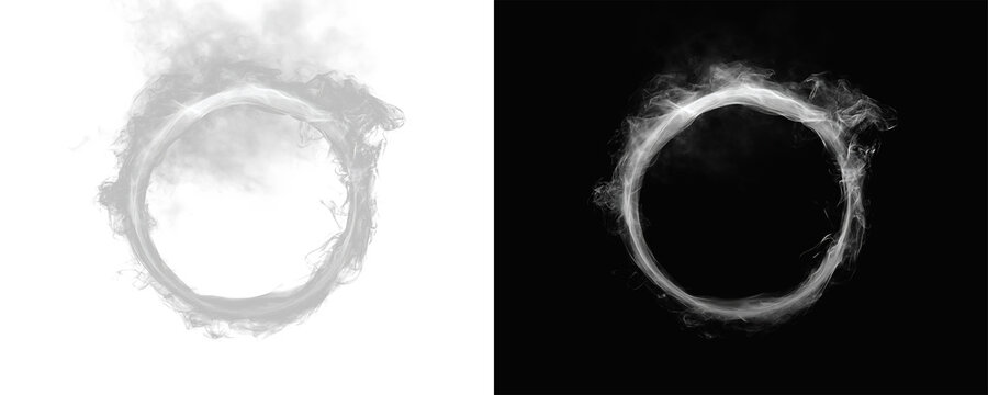 Atmospheric circle with textured smoke swirl, abstract ring frame with soft diffusion, fluid movement and detailed halo effect 