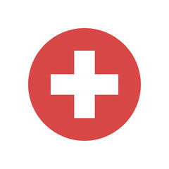 Obraz premium Switzerland Flag Circular Icon with White Cross on Red Background Representing Swiss Neutrality and Financial Security Concepts