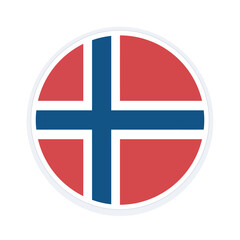 Obraz premium Norway National Flag Flat Round Emblem for Nordic Tourism Branding and Scandinavian Political Infographics