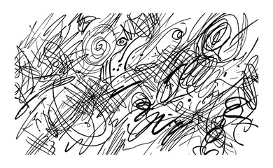 Obraz premium Abstract black scribbled lines and doodles on transparent background.