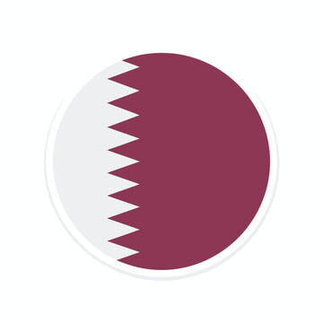 Qatar National Flag Circular Vector Icon Marron and White Serrated Edge Design Symbol of the State of Qatar