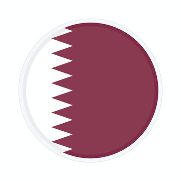 Glossy Qatar Flag Circle Icon with Subtle Shadow and Border for Mobile App Interface and International Navigation