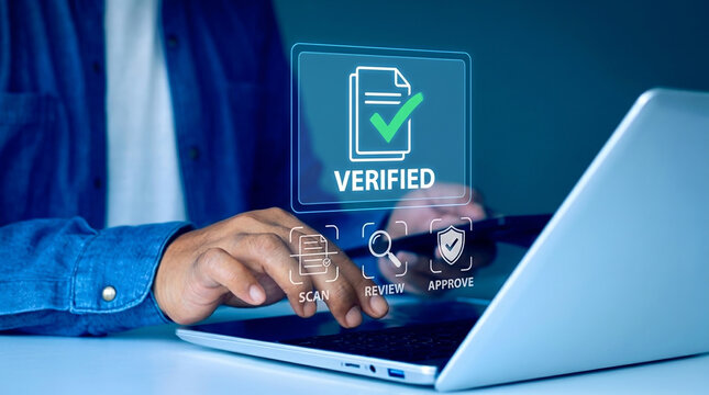 Procurement process management, Digital and paper document approval, contract verification, supplier negotiation, and business purchasing operations using laptop and paper in office environment