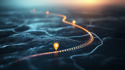 Obraz premium Path with checkpoints shows steps in a business roadmap for customer journey or project milestones