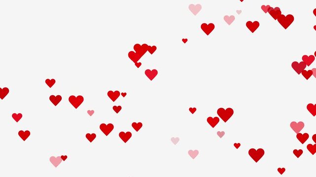 Love explosion overlay Valentines day hearts icon falling animation, Valentines day hearts icon falling animation on white screen background.
 Love Heart Icon Floating Up in Black background.