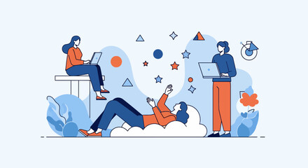 Obraz premium A mental rest work life balance vector of people who work and rest now