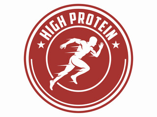 Naklejka premium Clean Professional High Protein Supplement Label with Net Weight Information and Bicep Icon for Commercial Health Product Design