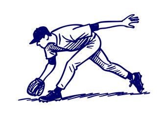 Fototapeta premium Baseball hand drawn simple sketch vector illustration