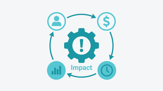 Vector graphic illustration of Teal business impact cycle infographic Vector