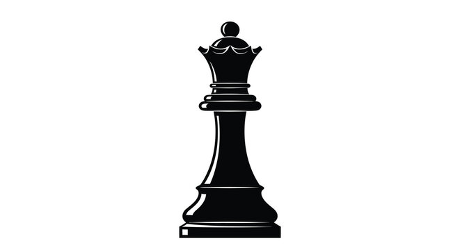 Chess queen silhouette on a white background a black and white game piece illustration high quality professional detailed modern elegant stylish