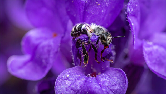 Bee resting on purple flower