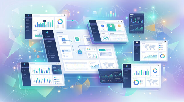 SaaS Platform Abstract Interface with Floating Multi-Tenant Panels