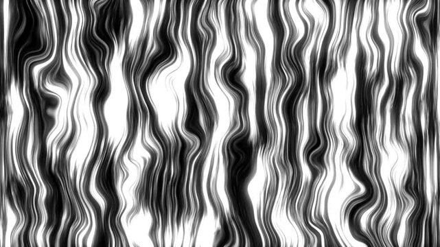 Dynamic chrome wavy lines flow vertically. Curves pulse with motion, creating rhythmic visual energy. Abstract pattern evokes motion, depth