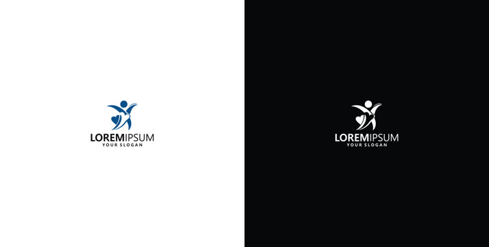 abstract logo illustration depicting two joyful human figures, symbolizing community, teamwork, and collective growth, perfect for organizations focused on collaboration and positive development