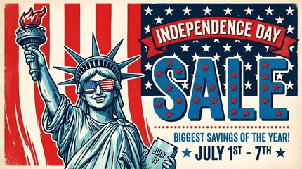 Obraz premium Celebrate independence day usa with a patriotic sale statue of liberty american flag design