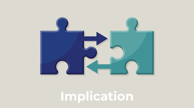 Vector graphic illustration of puzzle pieces fitting together with arrows Vector