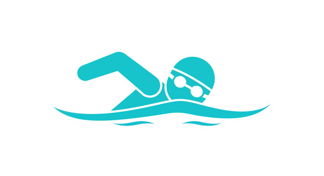 swimmer in goggles swimming in water sports icon
