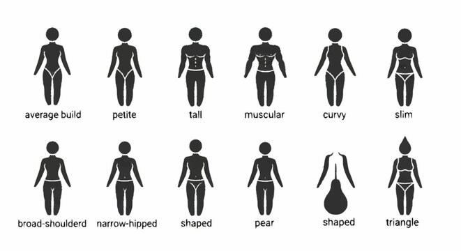 Diverse Female Body Shape Silhouettes With Labels.
