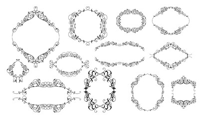 Fototapeta premium Ornate Frame Collection: An exquisite assortment of detailed and ornamental frames, showcasing various shapes and designs, ready to add elegance and sophistication to any creative project
