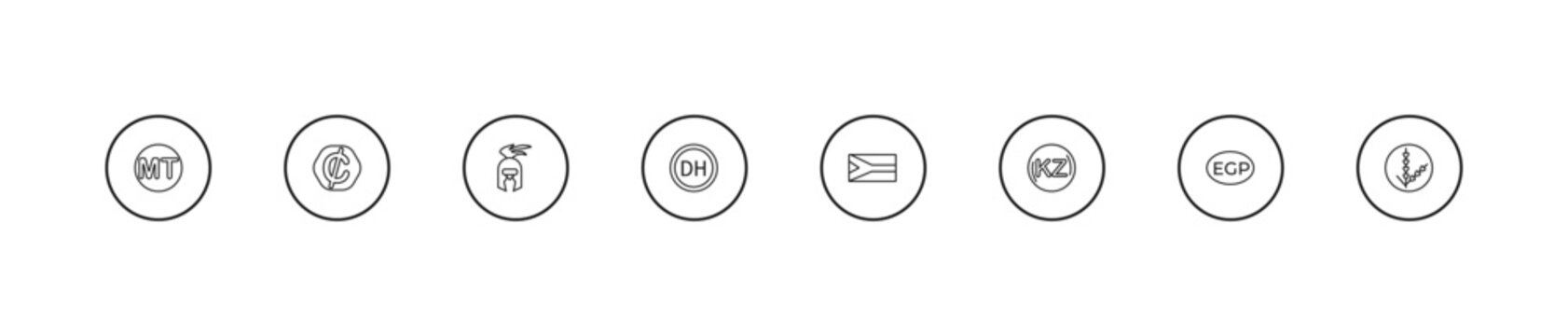 outline africa icons set - warrior, moroccan dirham, african. editable vector for web and mobile ui