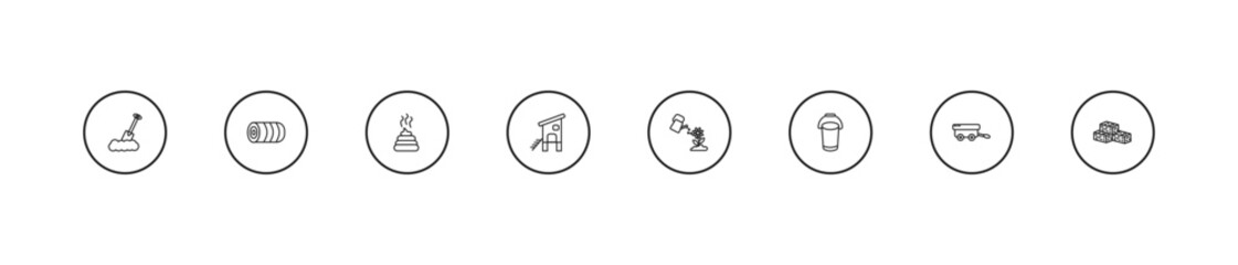 outline agriculture farming icons set - manure, chicken coop, watering. editable vector for web and mobile ui © IconArt