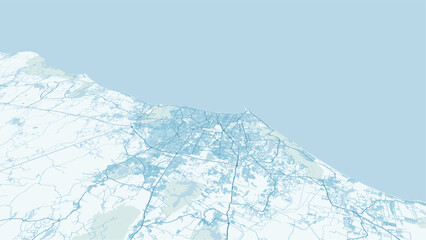Modern minimalist vector map of Fortaleza, Ceara, Brazil. High-quality scalable illustration of Fortaleza city grid, Beira Mar, and Atlantic coastline for posters and design. © AliRza