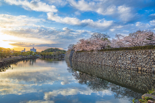姫路城 内堀の夕景