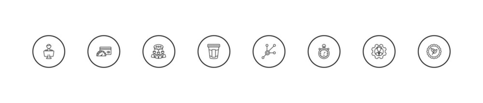 outline general icons set - group opinion, urine test, advertising networks. editable vector for web and mobile ui